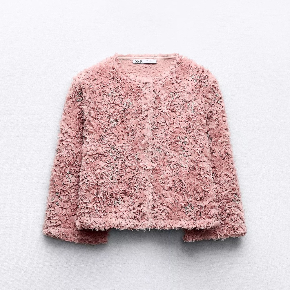 ZARA Pink Beaded Jacket | Never Worn | Size L